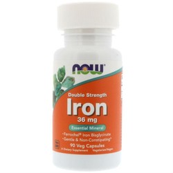 NOW Iron Double Strength (Бисглицинат железа) 36 мг.